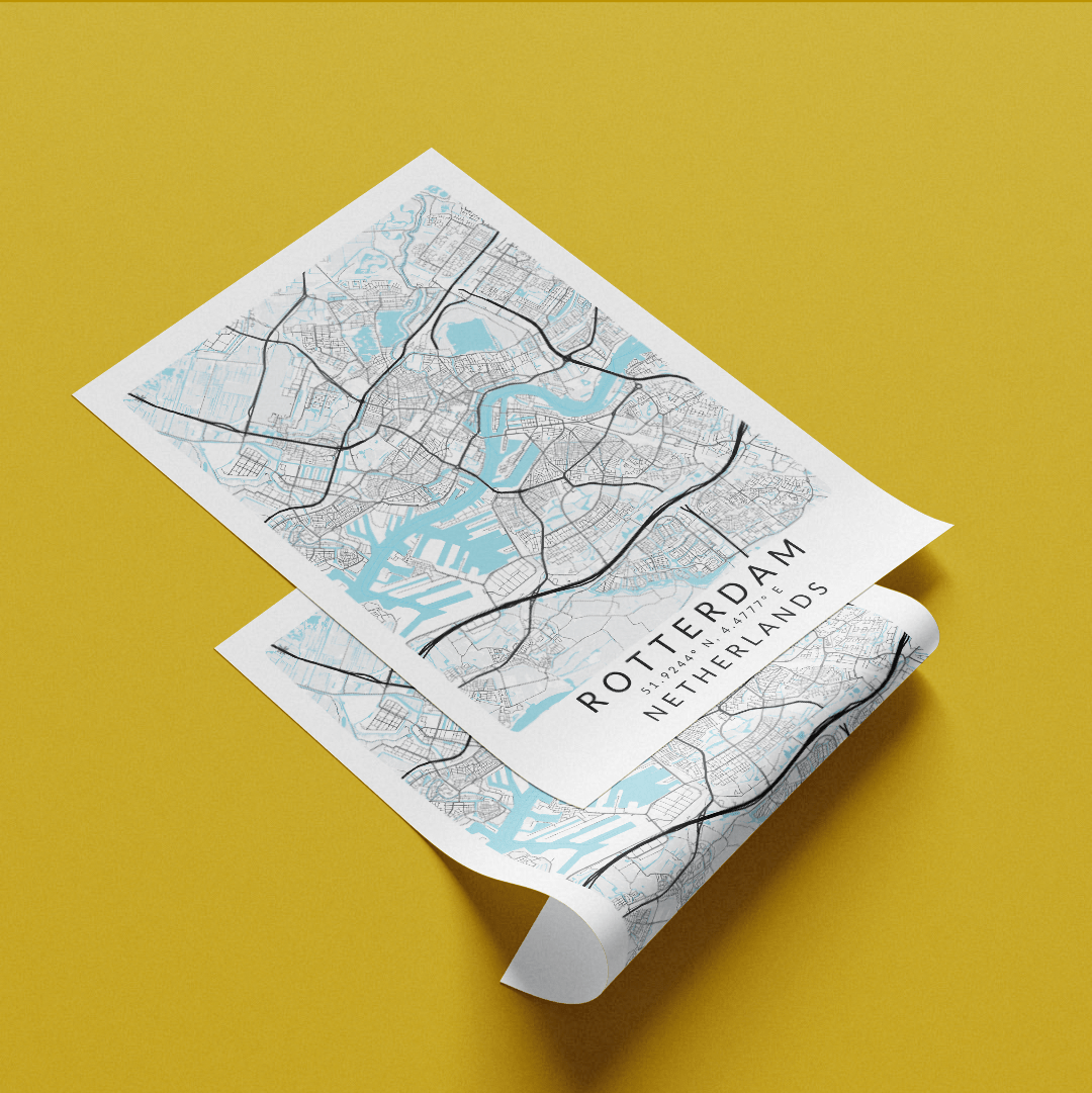 Rotterdam Netherlands street map print — city map wall art poster UK