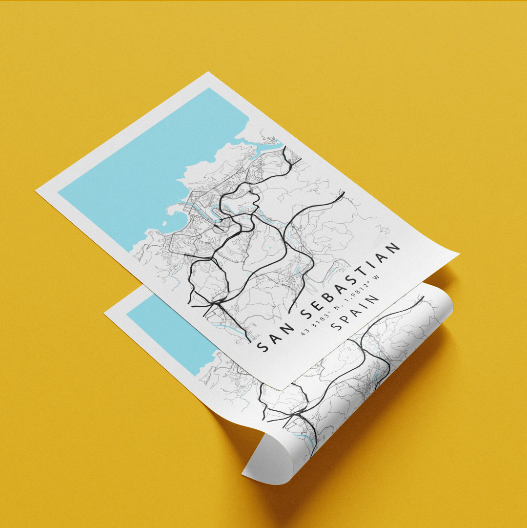 San Sebastian Spain Map Print - 98typesEurope Maps