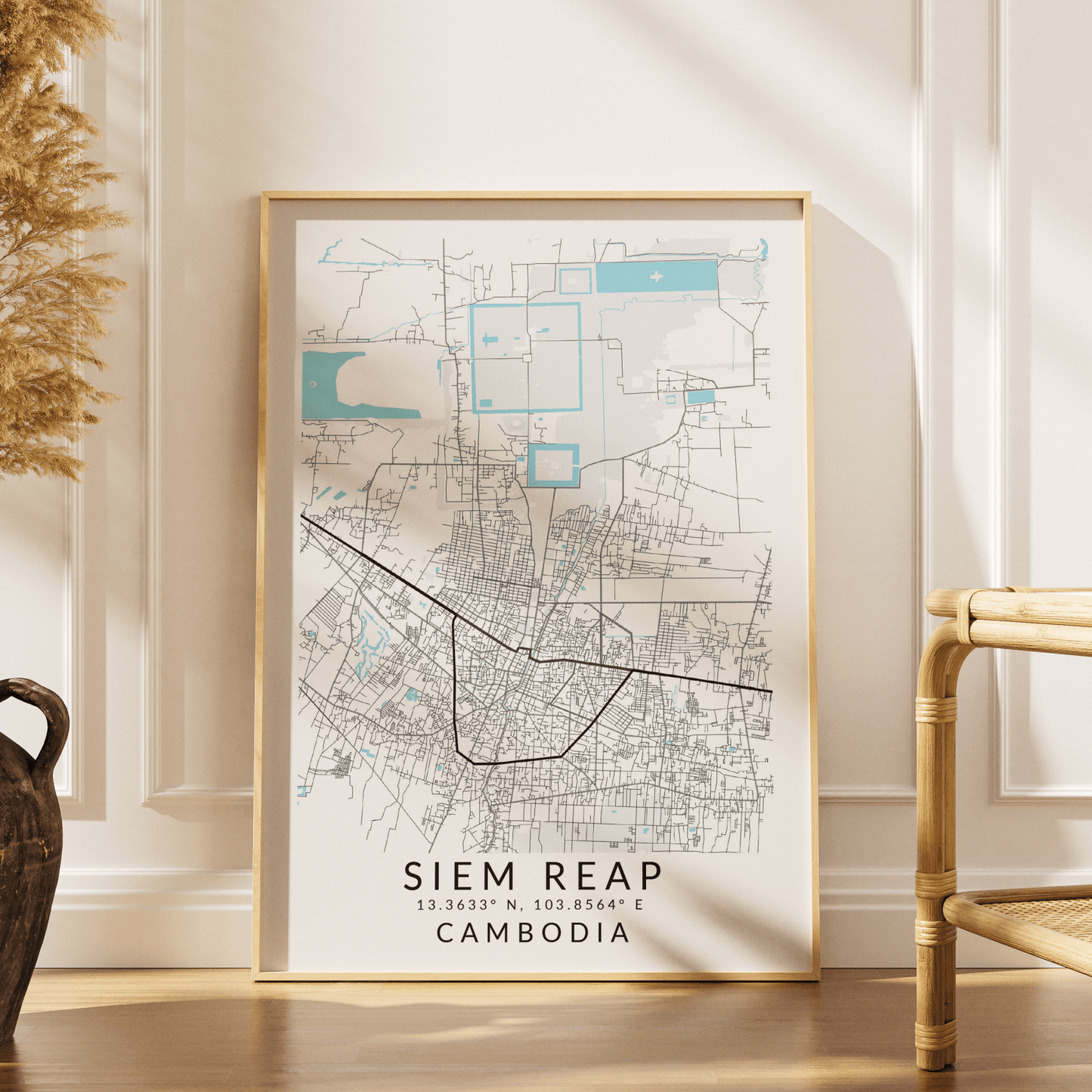 Siem Reap Cambodia Map Print - 98typesEurope Maps