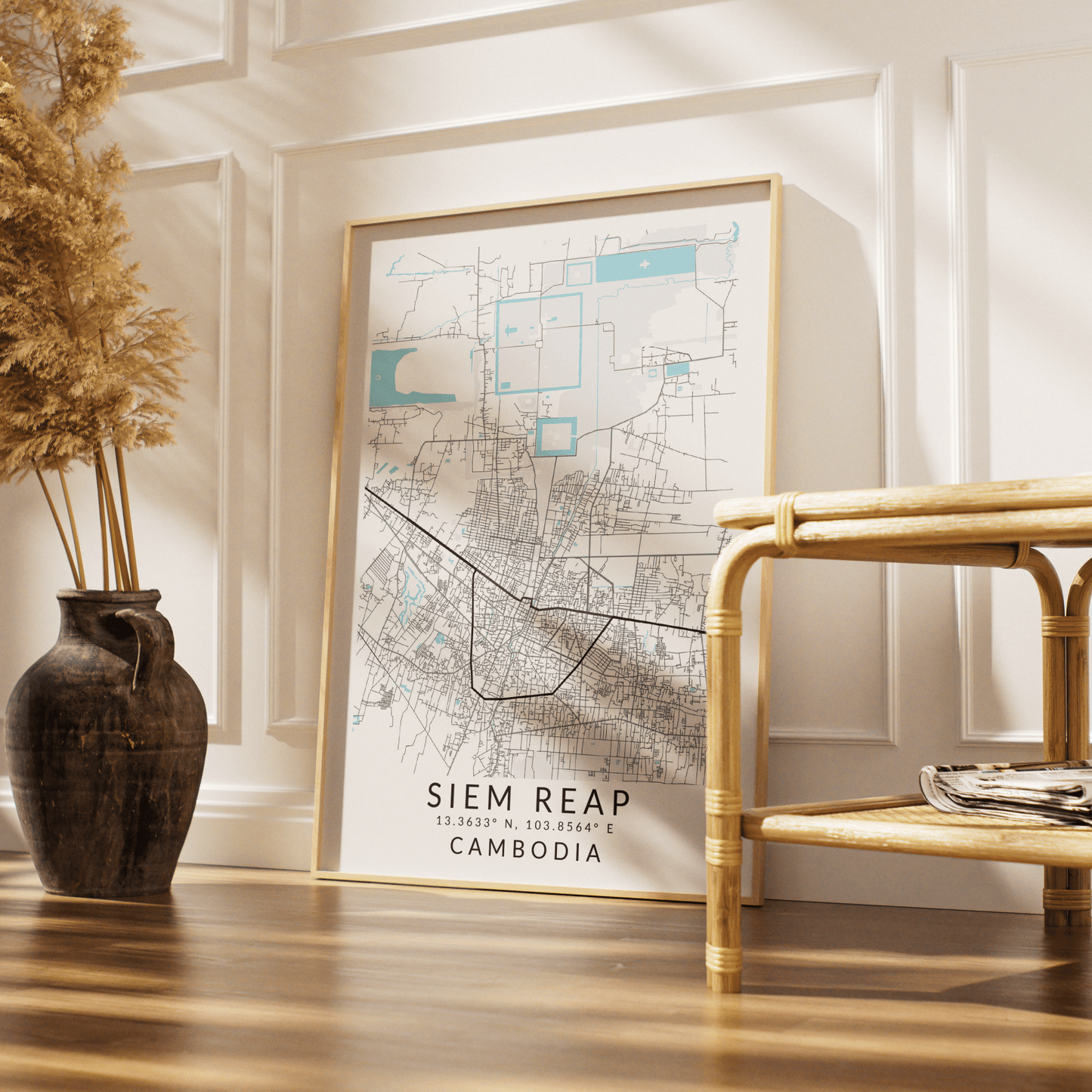 Siem Reap Cambodia Map Print - 98typesEurope Maps
