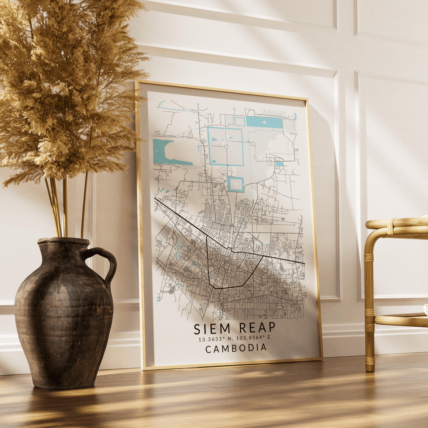 Siem Reap Cambodia Map Print - 98typesEurope Maps