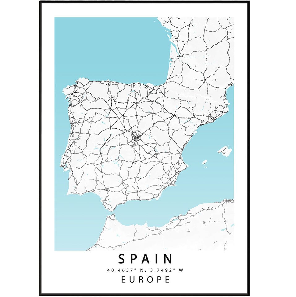 Spain Map Posters | Custom Maps Art for Wall - 98types spain-map-posters-custom-maps-art-for-wall-98types