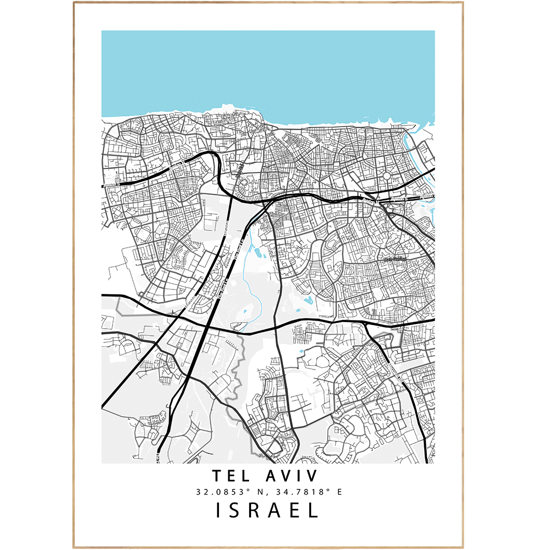Tel Aviv Street Map Posters - 98types
