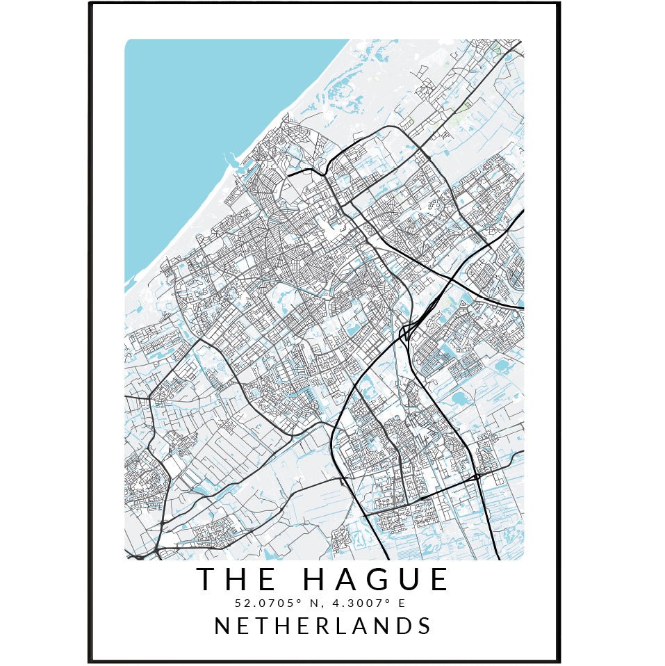 The Hague Netherlands Map Print - 98types