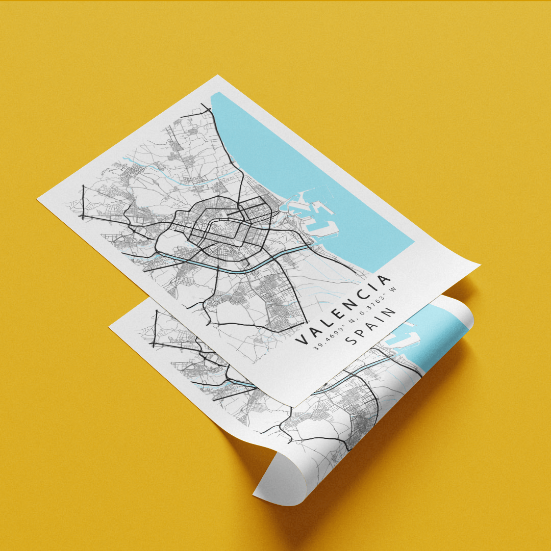 Valencia Spain Map Print - 98types