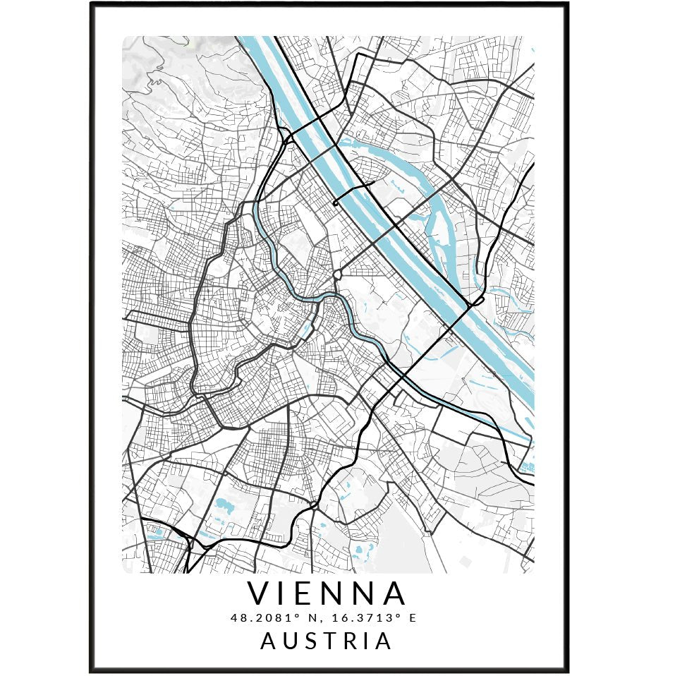 Vienna Street Map Posters - 98types