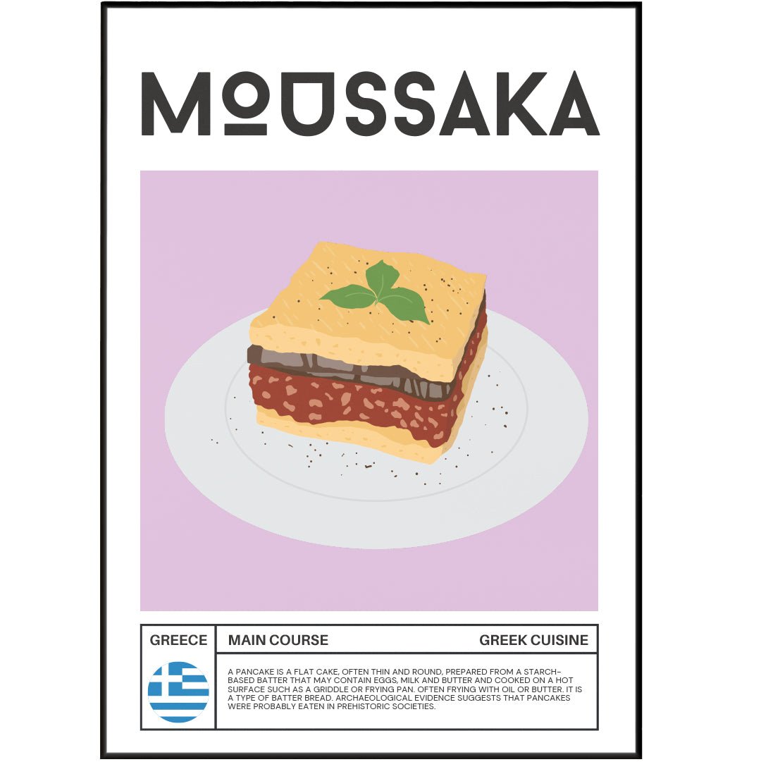 Moussaka Art Print—Greek Food Kitchen Wall Art Poster UK by 98types