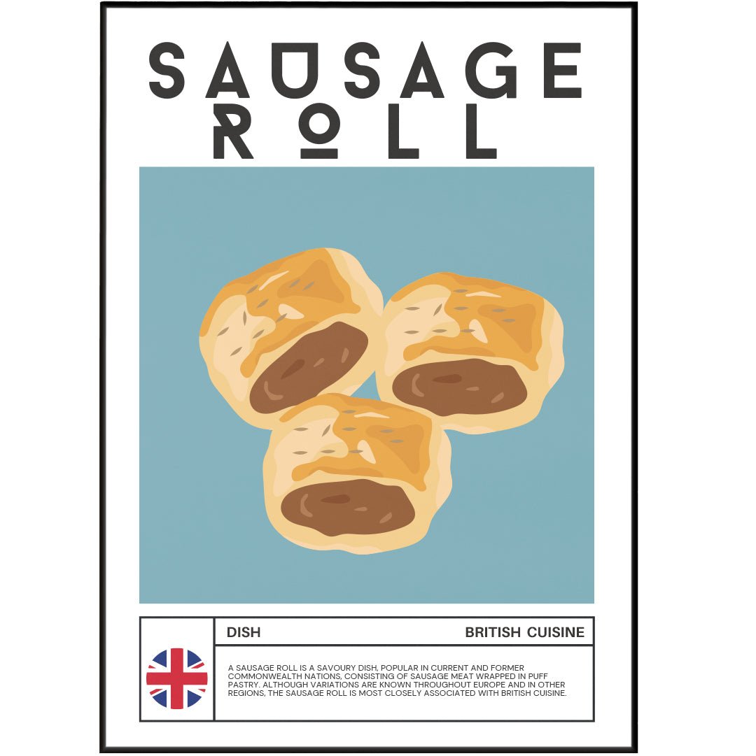 Sausage Roll Art Print - British Bakery Kitchen Wall Art Poster UK by 98types