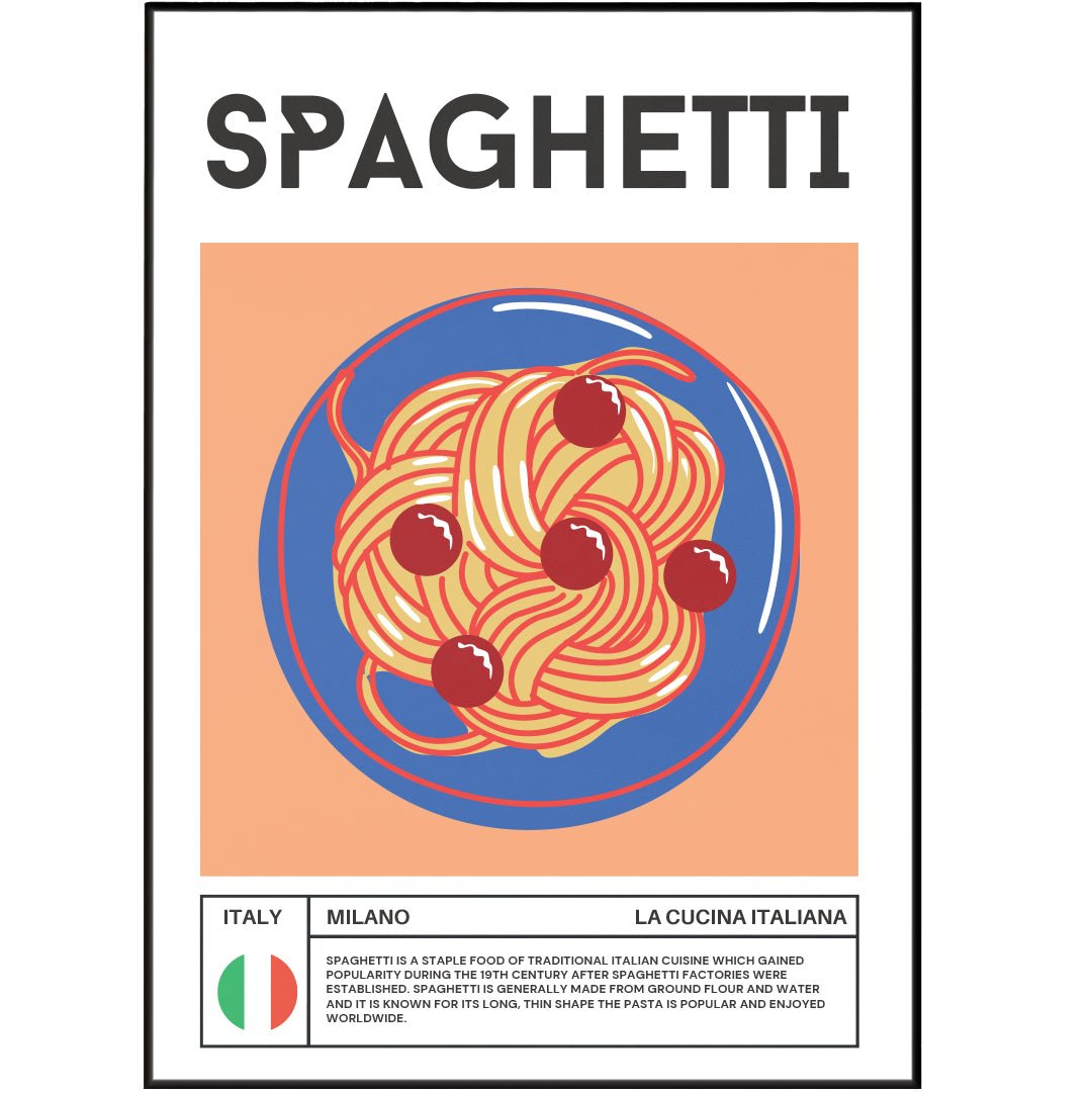 Spaghetti Art Print - Italian Food Kitchen Wall Art Poster UK by 98types