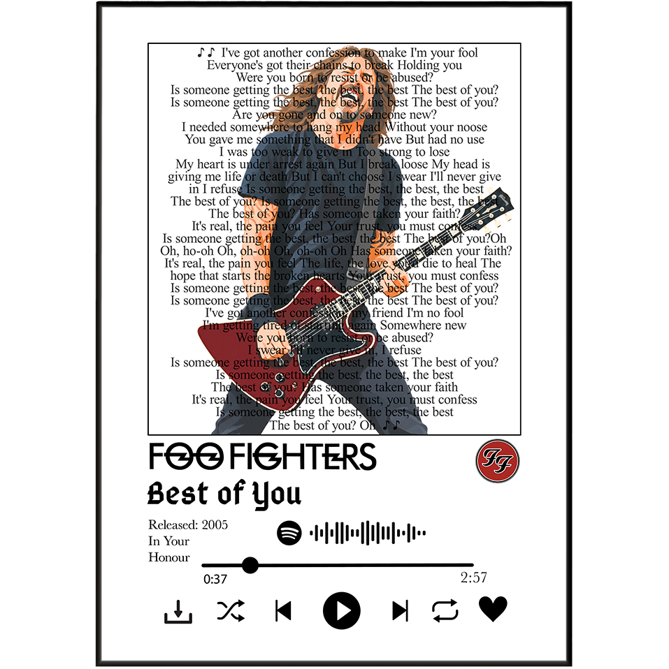 Foo Fighters Best of You song lyric print poster UK – 98types
