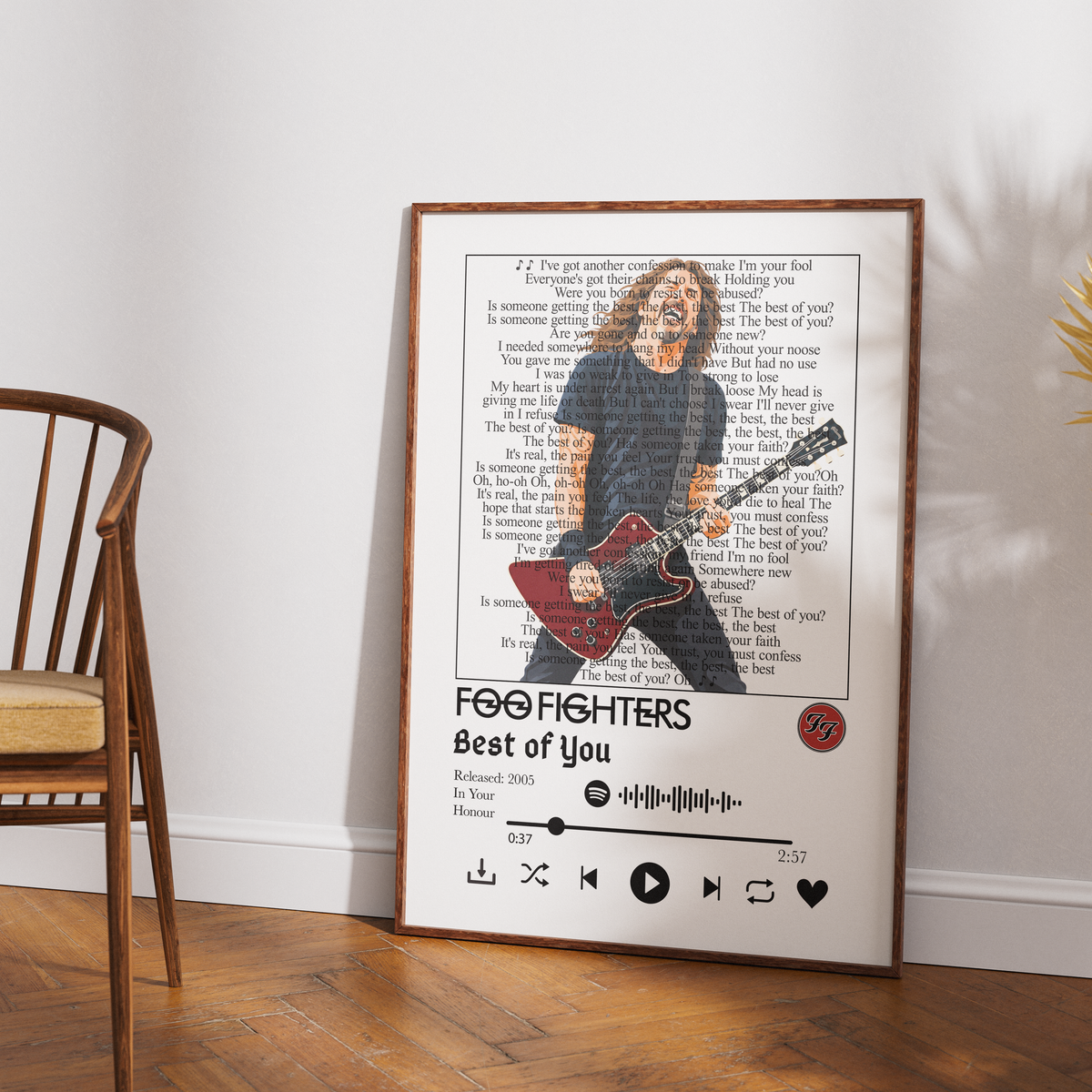 Foo Fighters Best of You song lyric print UK — In Your Honor album rock wall art 260gsm printed in England Camden Market
