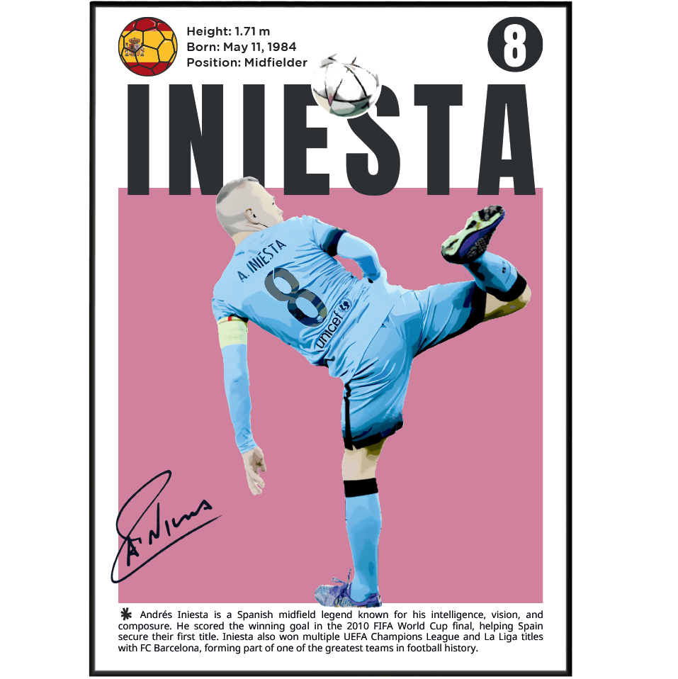 Iniesta Football Poster - 98typesFootball Posters