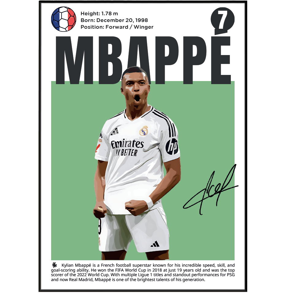 Kylian Mbappé N7 Football movie poster – design 2 – 98types