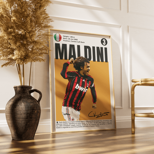 Paolo Maldini AC Milan football poster art print UK wall art