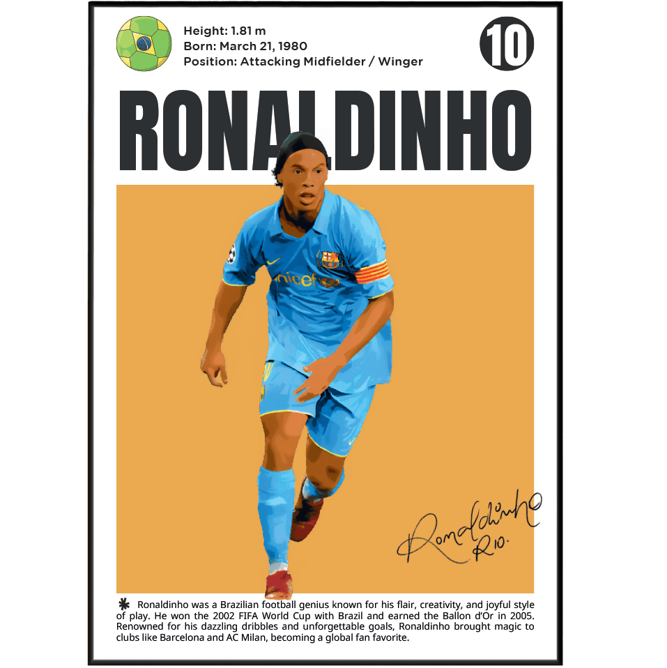 Ronaldinho 10 Football Posters - 98typesFootball Posters