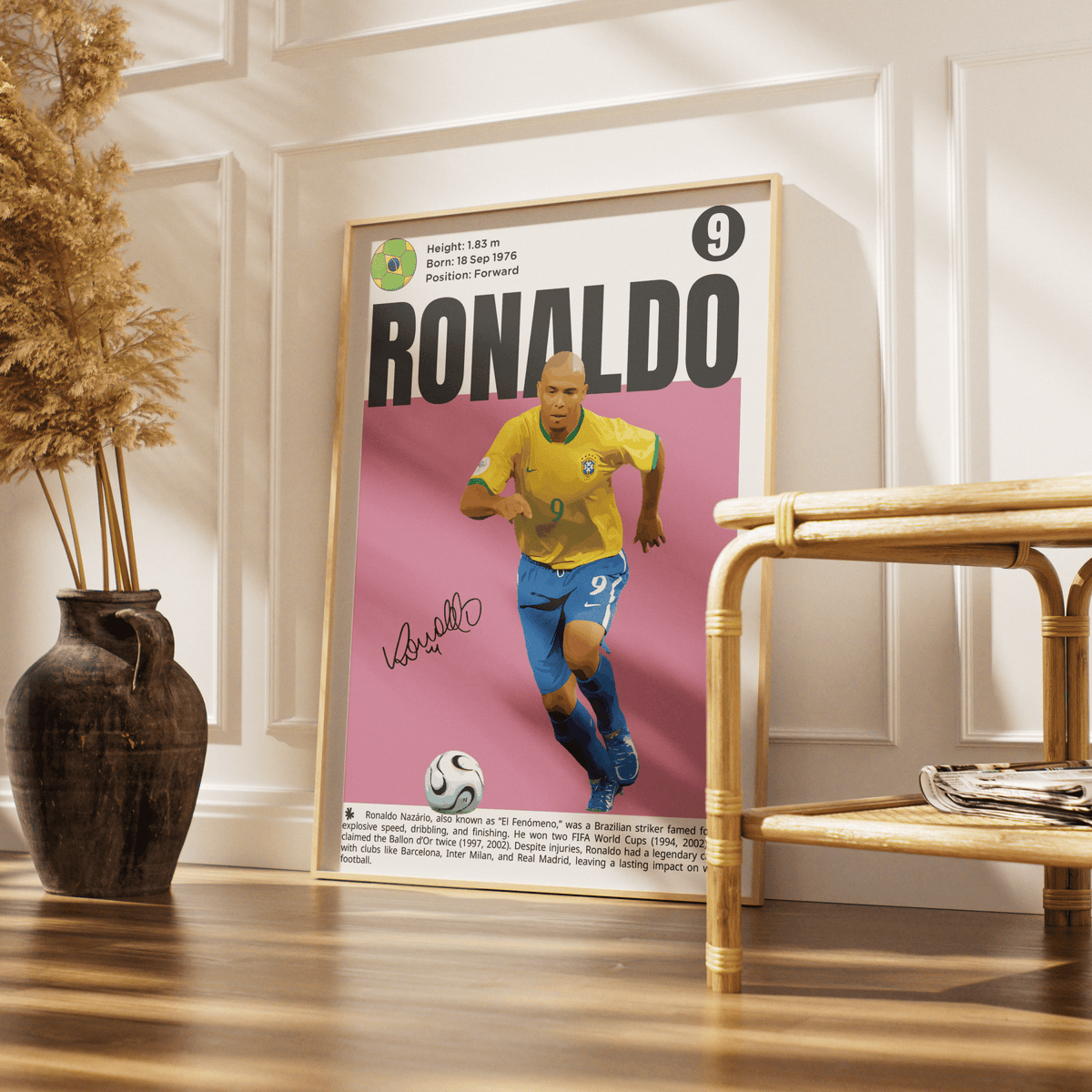 Ronaldo Nazario R9 football poster art print UK wall art