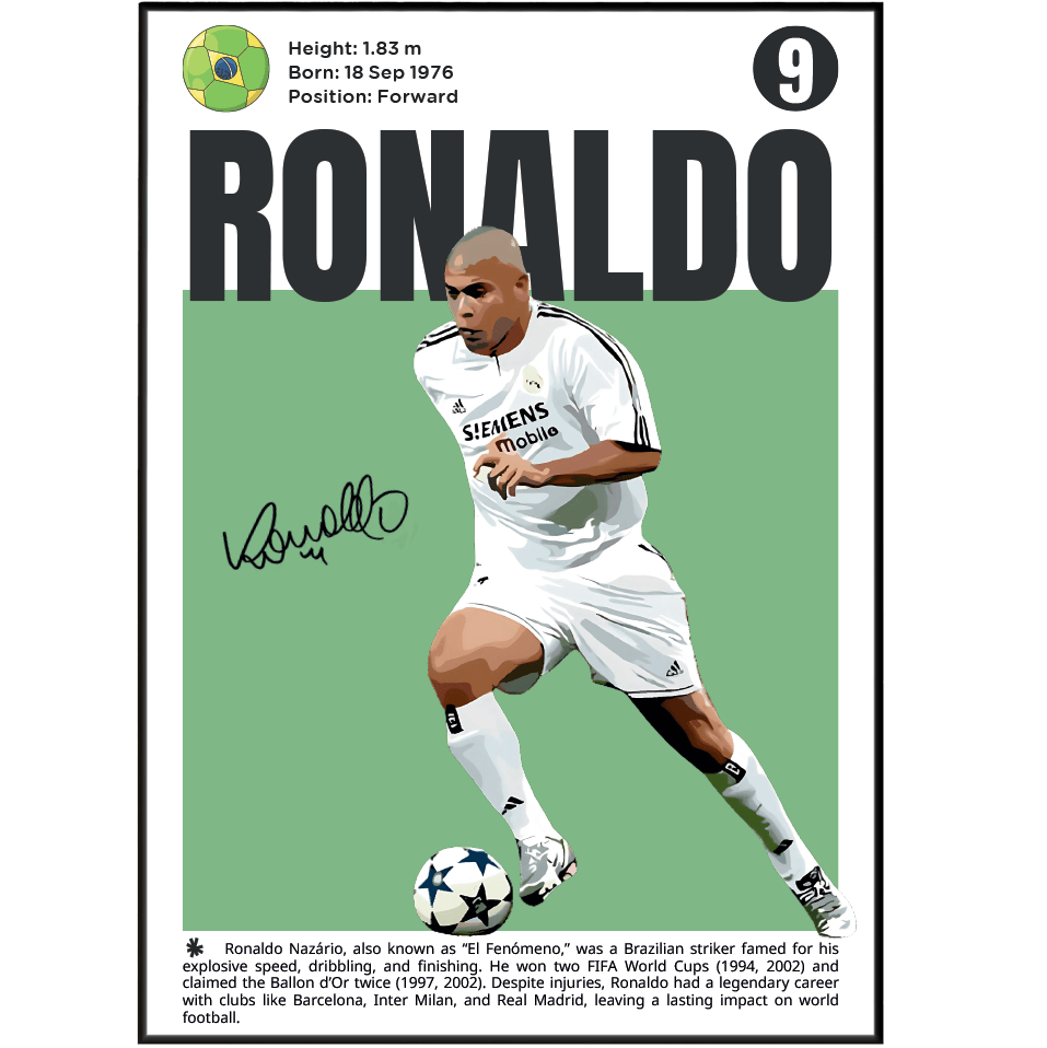 Ronaldo Nazário Football Posters - 98typesFootball Posters