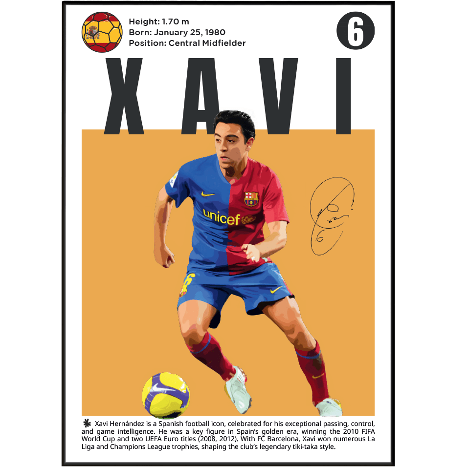 Xavi Hernández Football Poster - 98typesFootball Posters