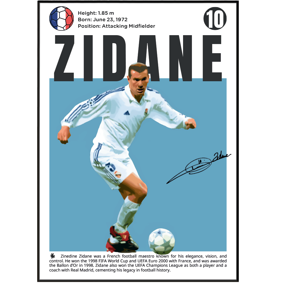 Zidane Football Posters - 98typesFootball Posters