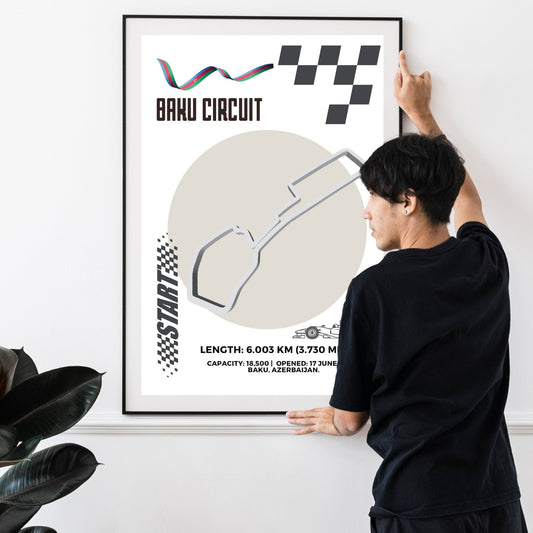Baku City Circuit F1 Azerbaijan Grand Prix map art print poster UK