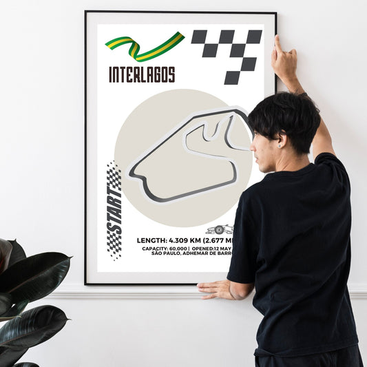 Interlagos Circuit F1 Brazilian Grand Prix Sao Paulo map art print poster UK