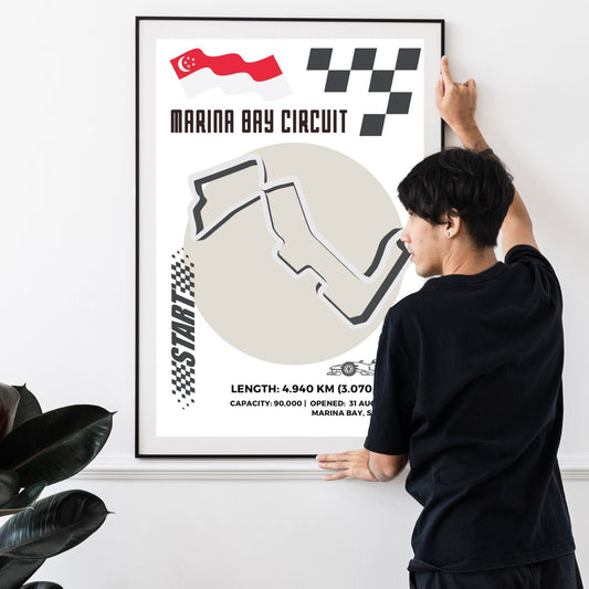 Marina Bay Street Circuit F1 Singapore Grand Prix map art print poster UK