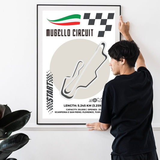 Mugello Circuit F1 Tuscany Grand Prix Italy Ferrari map art print poster UK