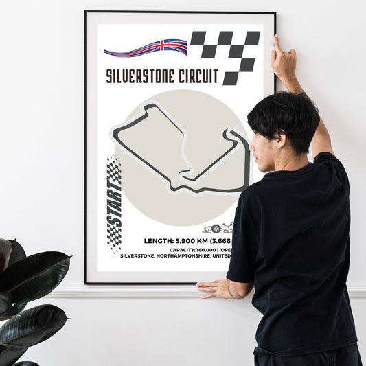 Silverstone Circuit F1 British Grand Prix map art print poster UK