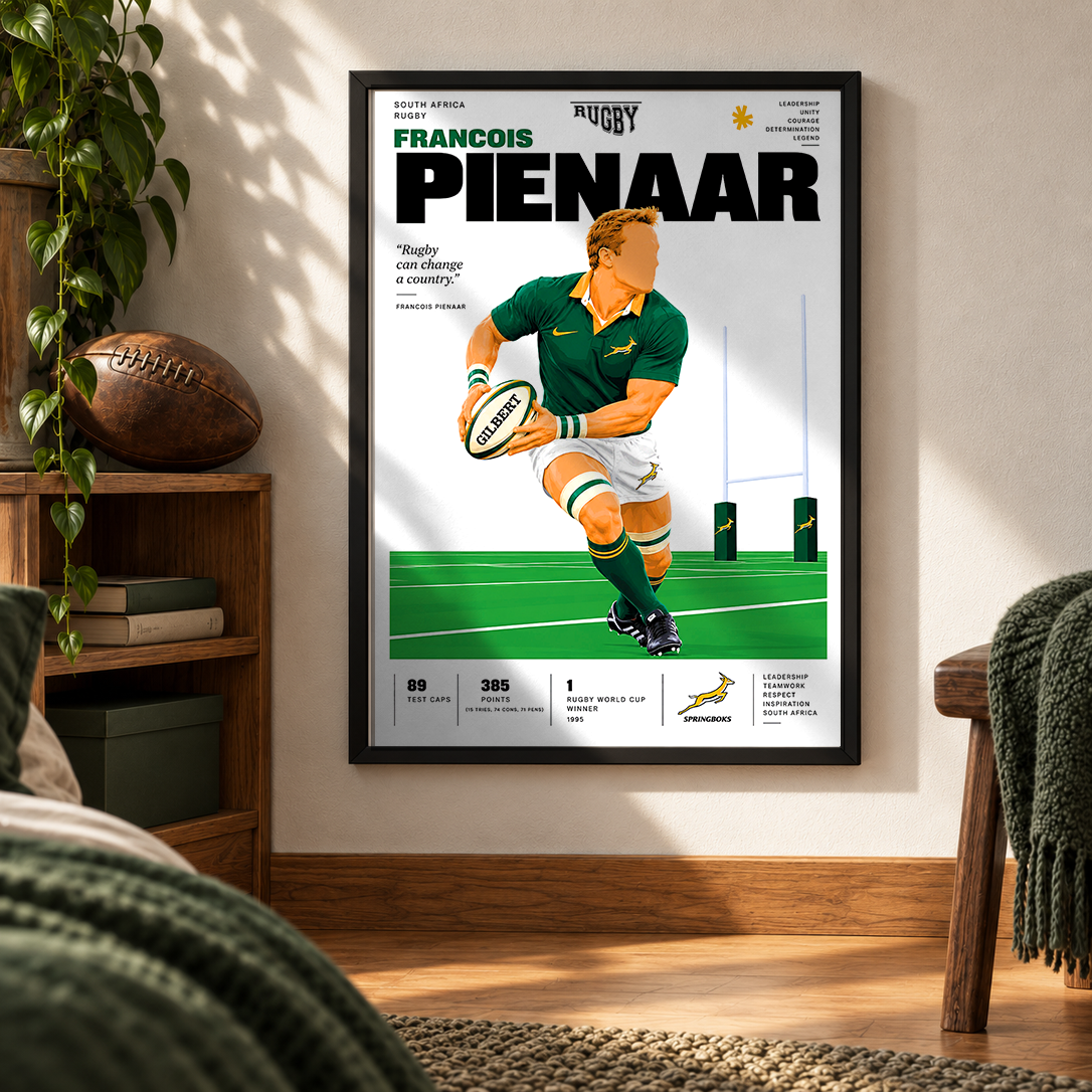 Francois Pienaar Rugby Poster – 1995 World Cup Captain Wall Art poster by 98 Types – view 4