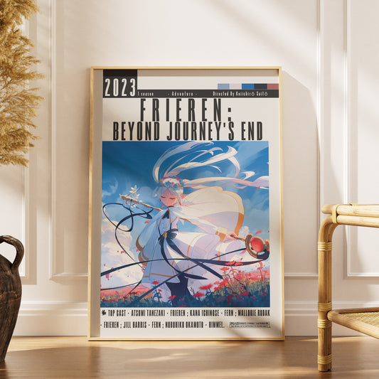 Frieren Beyond Journey's End 2023 anime poster — elf mage journey wall art print UK