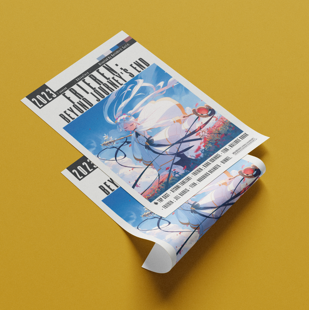 Frieren Beyond Journey's End 2023 anime poster — elf mage journey wall art print UK