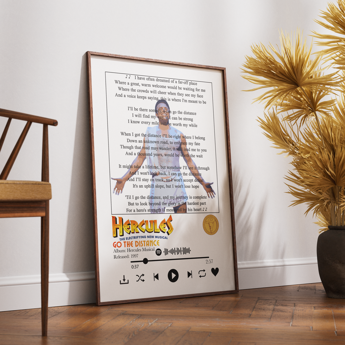 Hercules The Musical — Go the Distance Song Lyric Print - 98 Types Studio