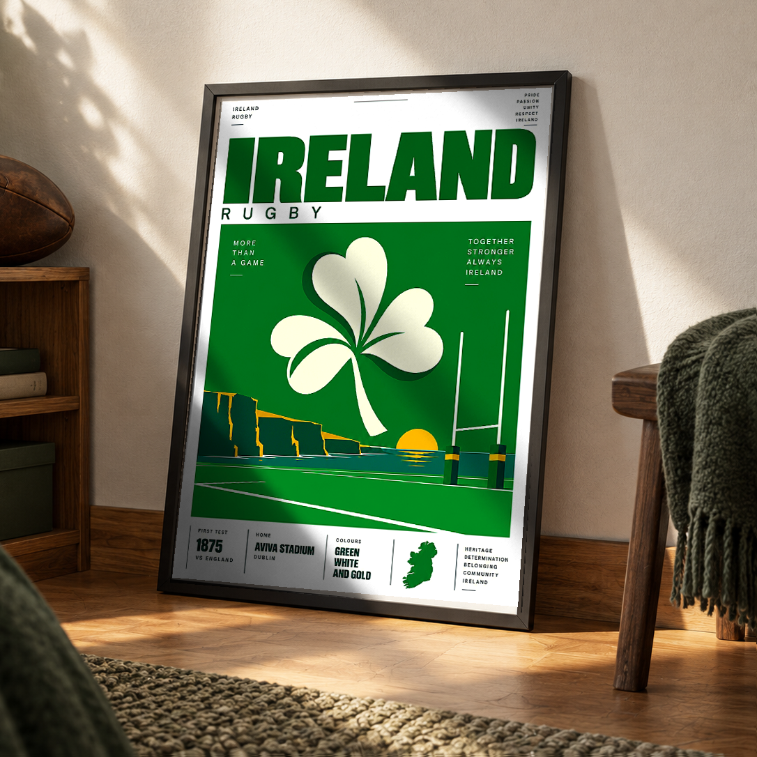 Ireland Rugby Poster – Shamrock Rugby Wall Art Print poster by 98 Types – view 2