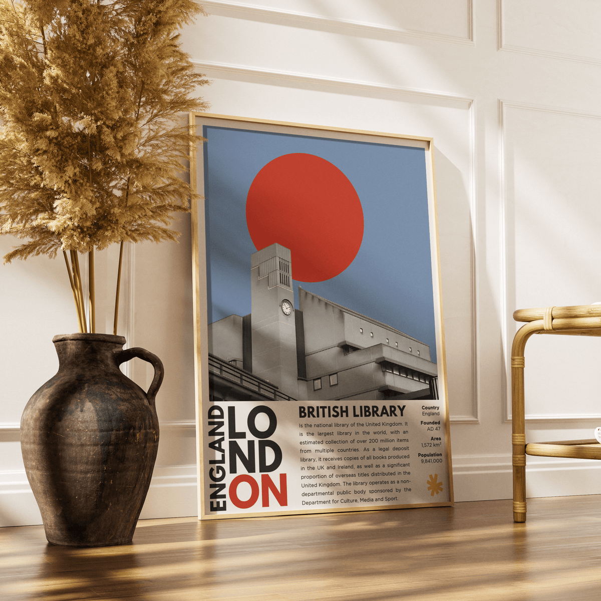British Library illustration poster — Colin St John Wilson King's Cross London wall art print UK