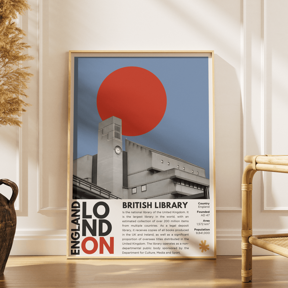 British Library illustration poster — Colin St John Wilson King's Cross London wall art print UK