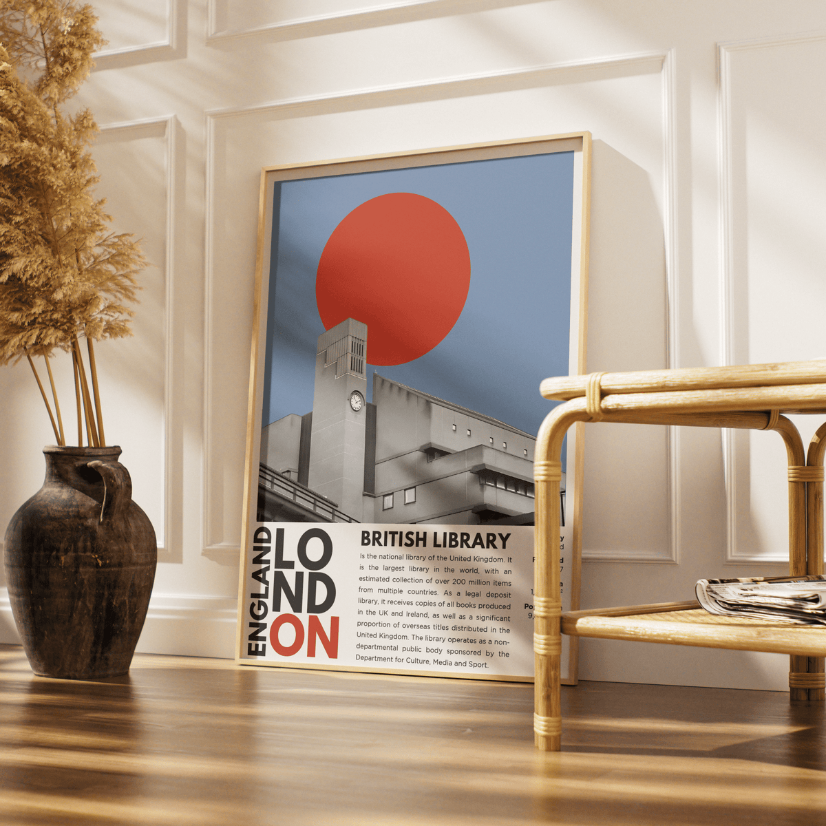 British Library illustration poster — Colin St John Wilson King's Cross London wall art print UK