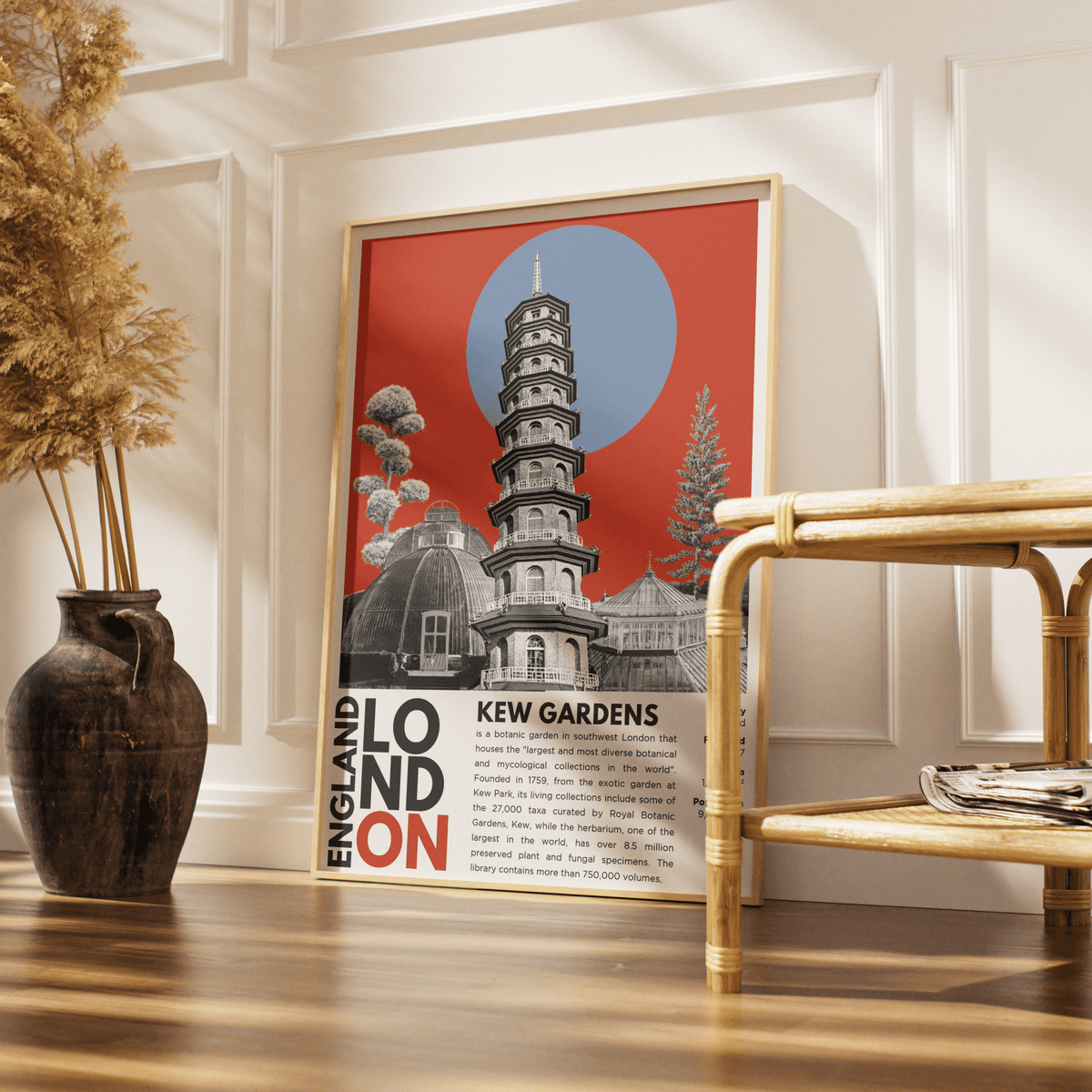 Kew Gardens illustration poster — Royal Botanic Gardens Palm House London UNESCO wall art print UK