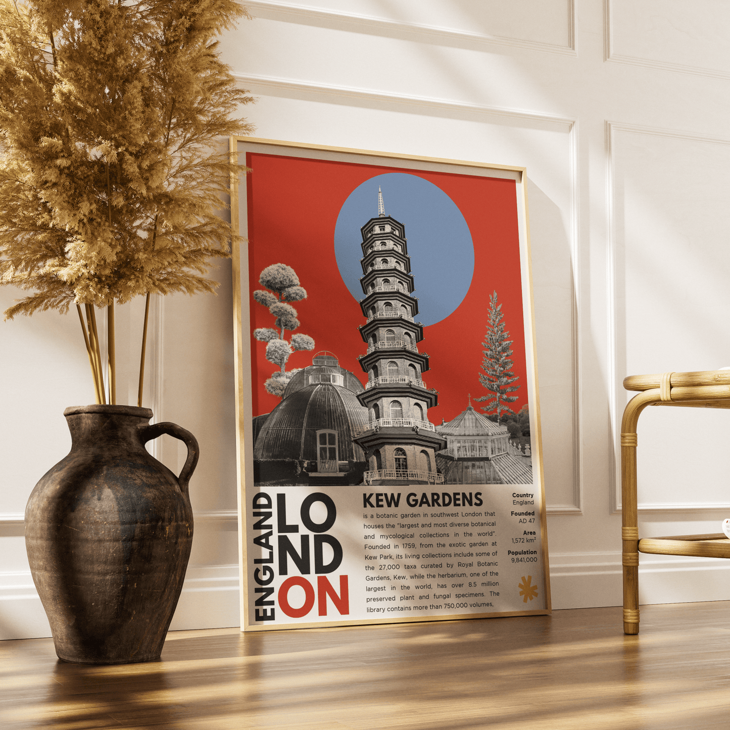 Kew Gardens illustration poster — Royal Botanic Gardens Palm House London UNESCO wall art print UK