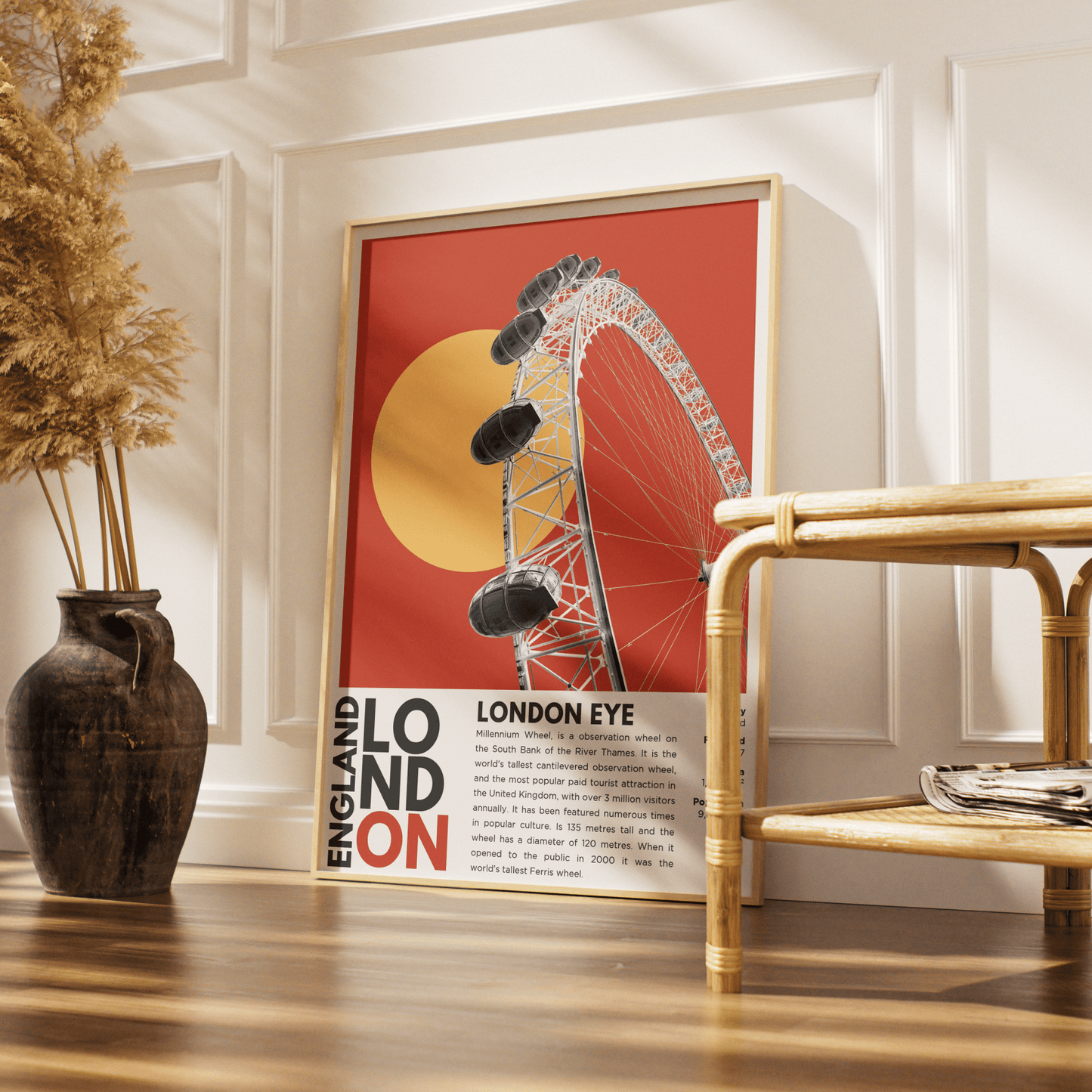 London Eye illustration poster — Marks Barfield South Bank Jubilee Wheel Waterloo wall art print UK