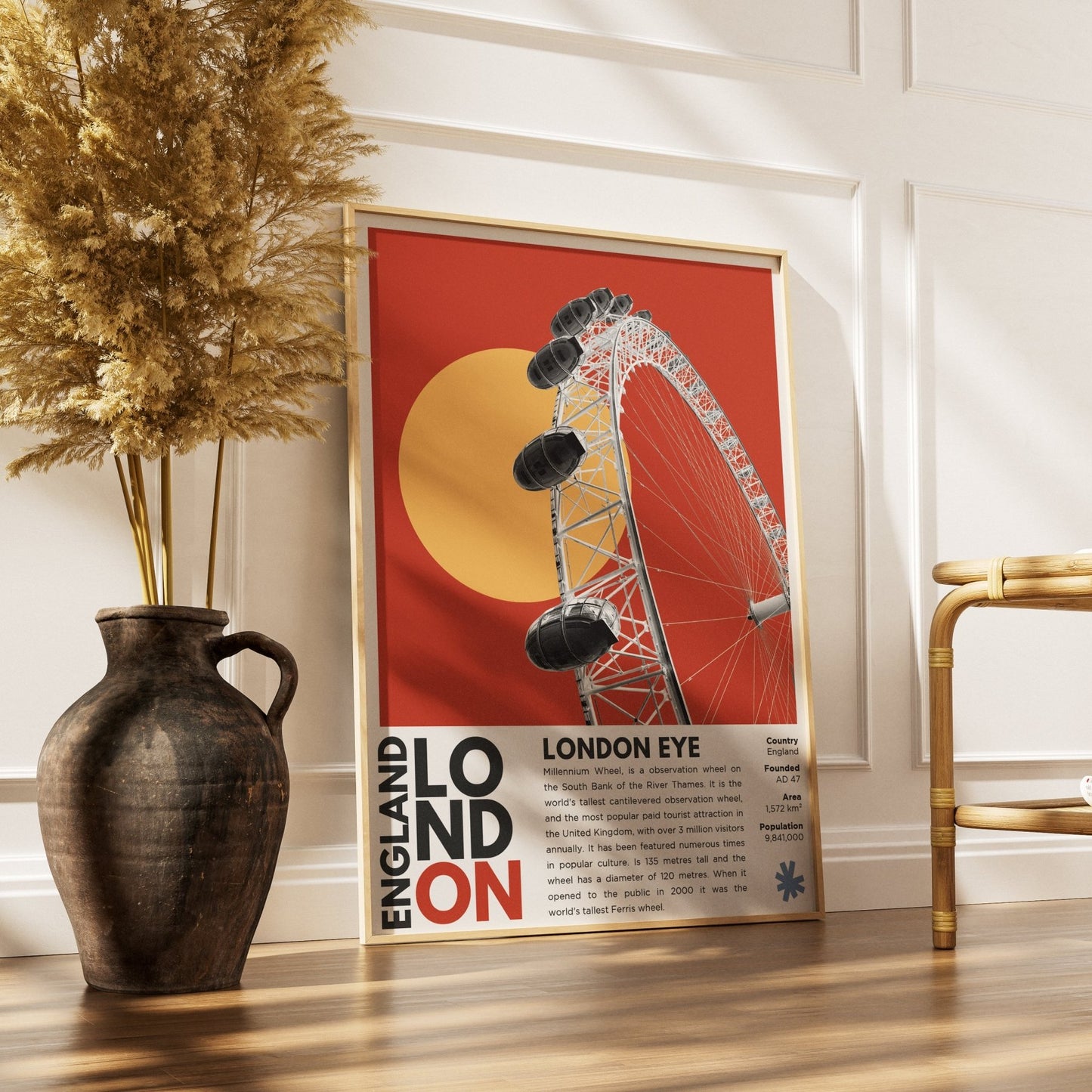 London Eye illustration poster — Marks Barfield South Bank Jubilee Wheel Waterloo wall art print UK