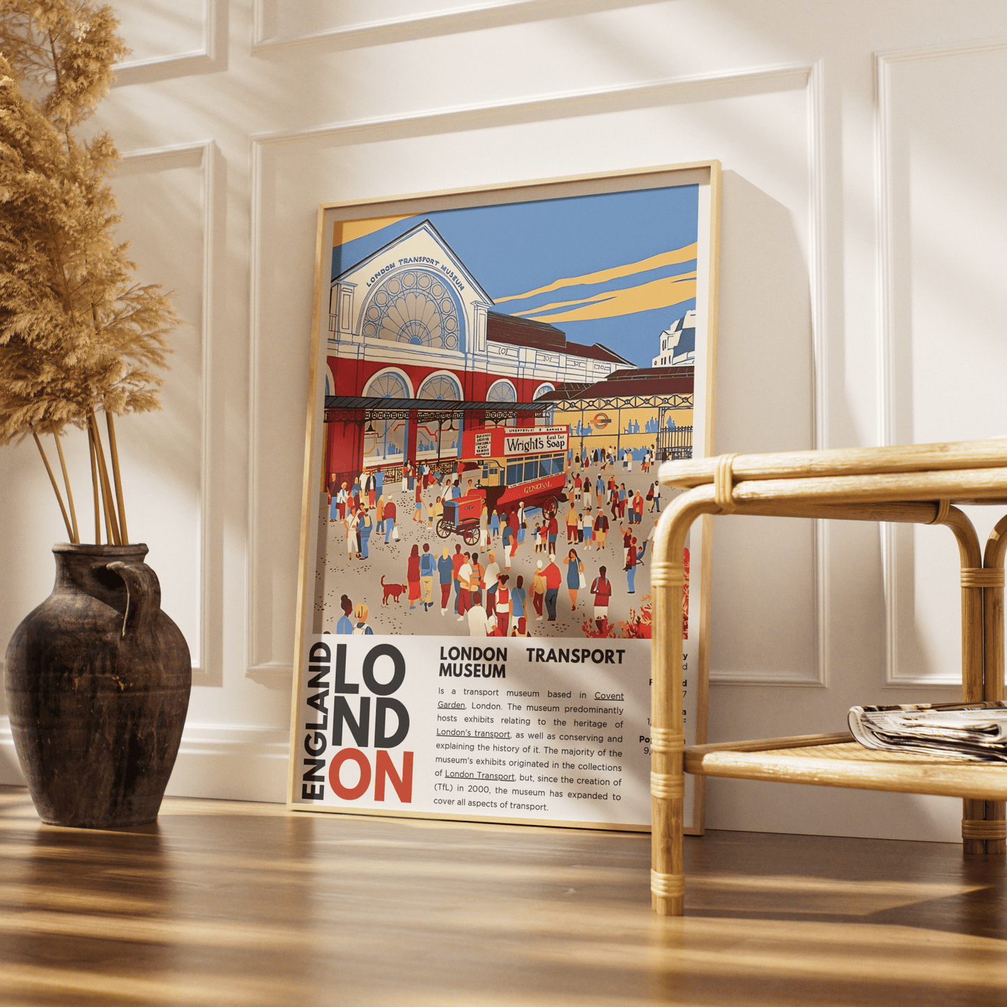 London Transport Museum illustration poster — Covent Garden Victorian flower market TfL heritage wall art print UK