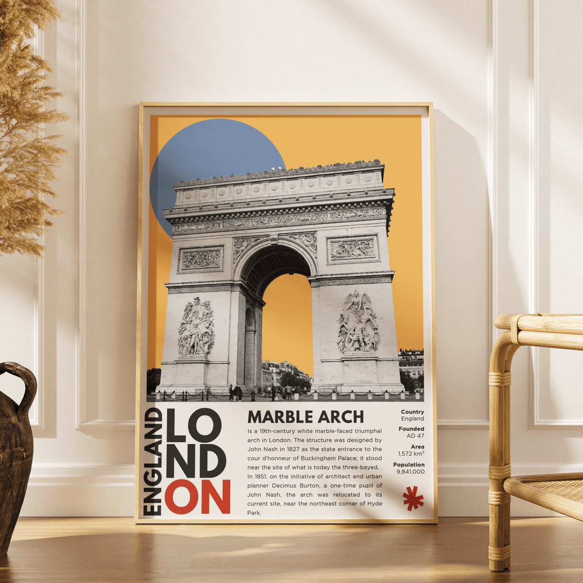 Marble Arch illustration poster — John Nash Hyde Park corner Oxford Street London wall art print UK
