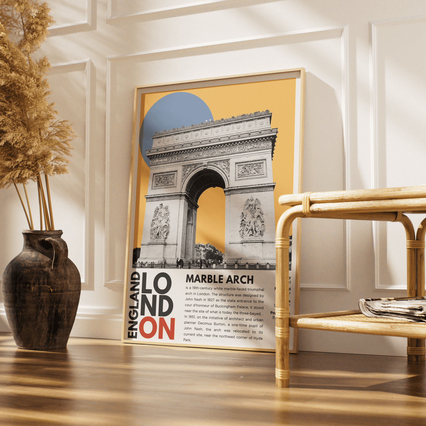 Marble Arch illustration poster — John Nash Hyde Park corner Oxford Street London wall art print UK