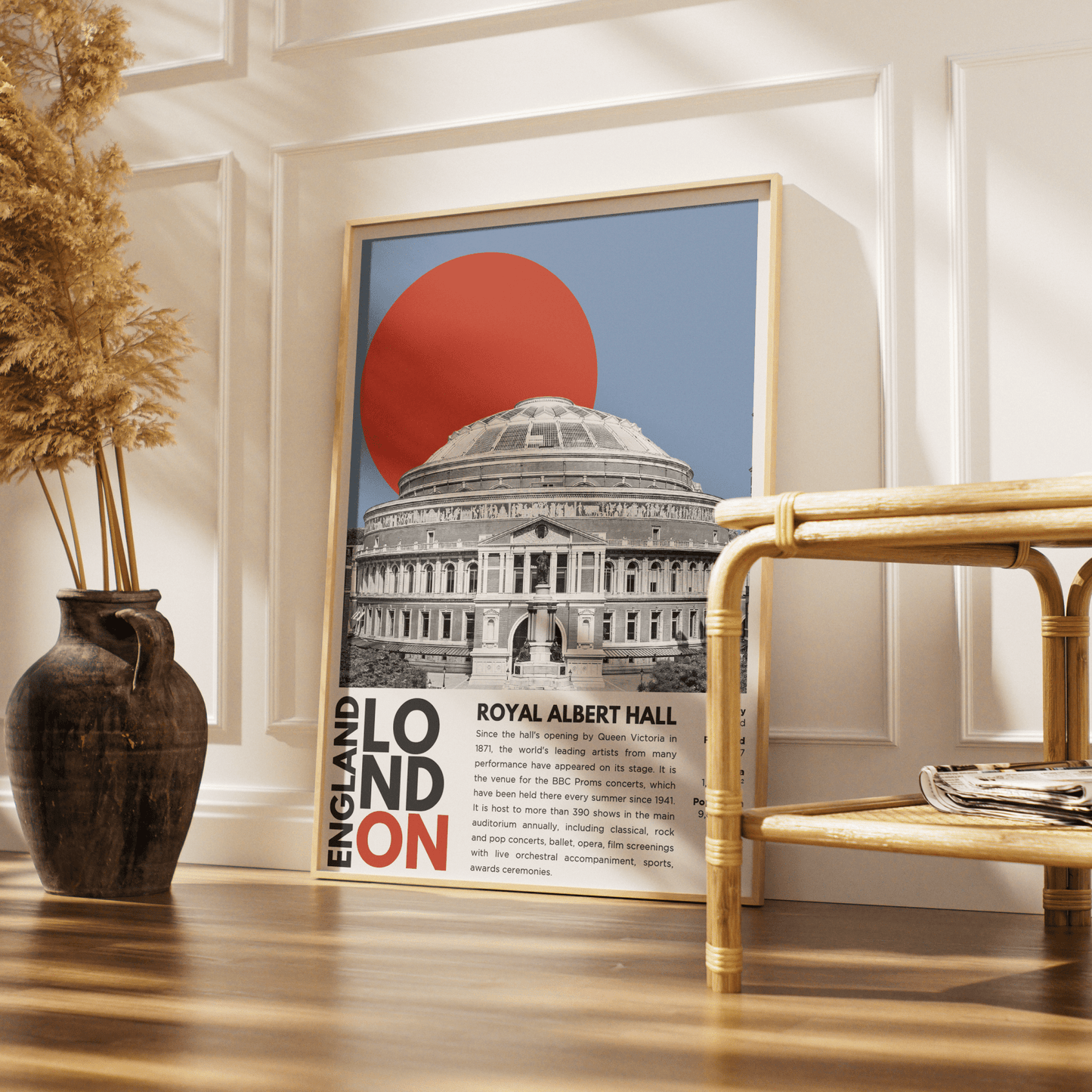 Royal Albert Hall illustration poster — Victorian concert hall Kensington Proms London wall art print UK