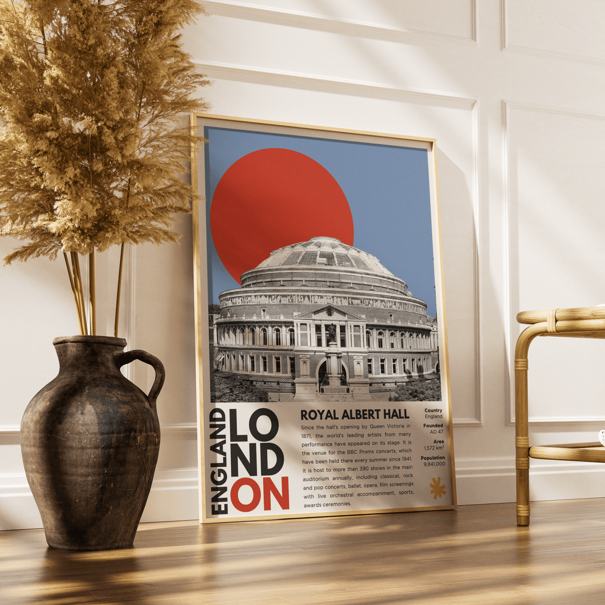 Royal Albert Hall illustration poster — Victorian concert hall Kensington Proms London wall art print UK