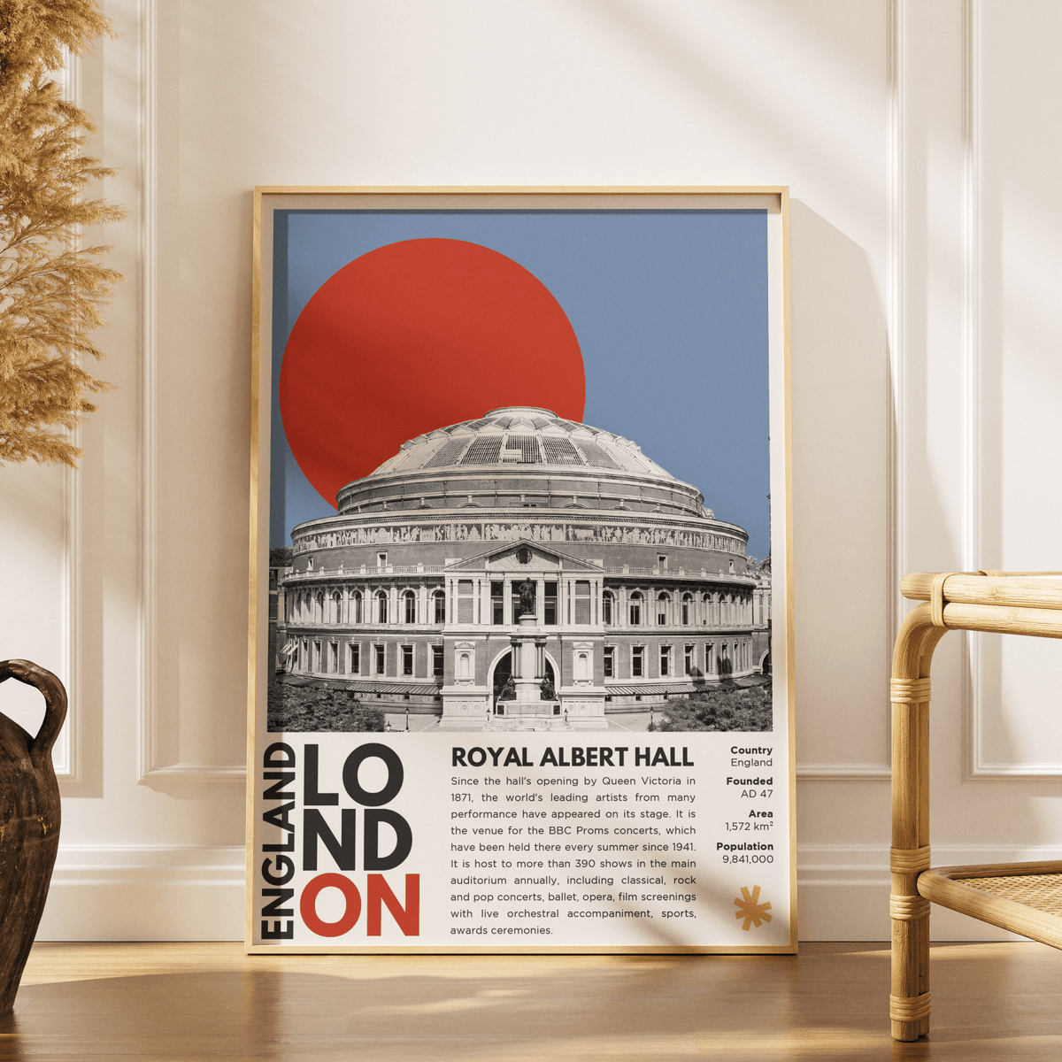 Royal Albert Hall illustration poster — Victorian concert hall Kensington Proms London wall art print UK