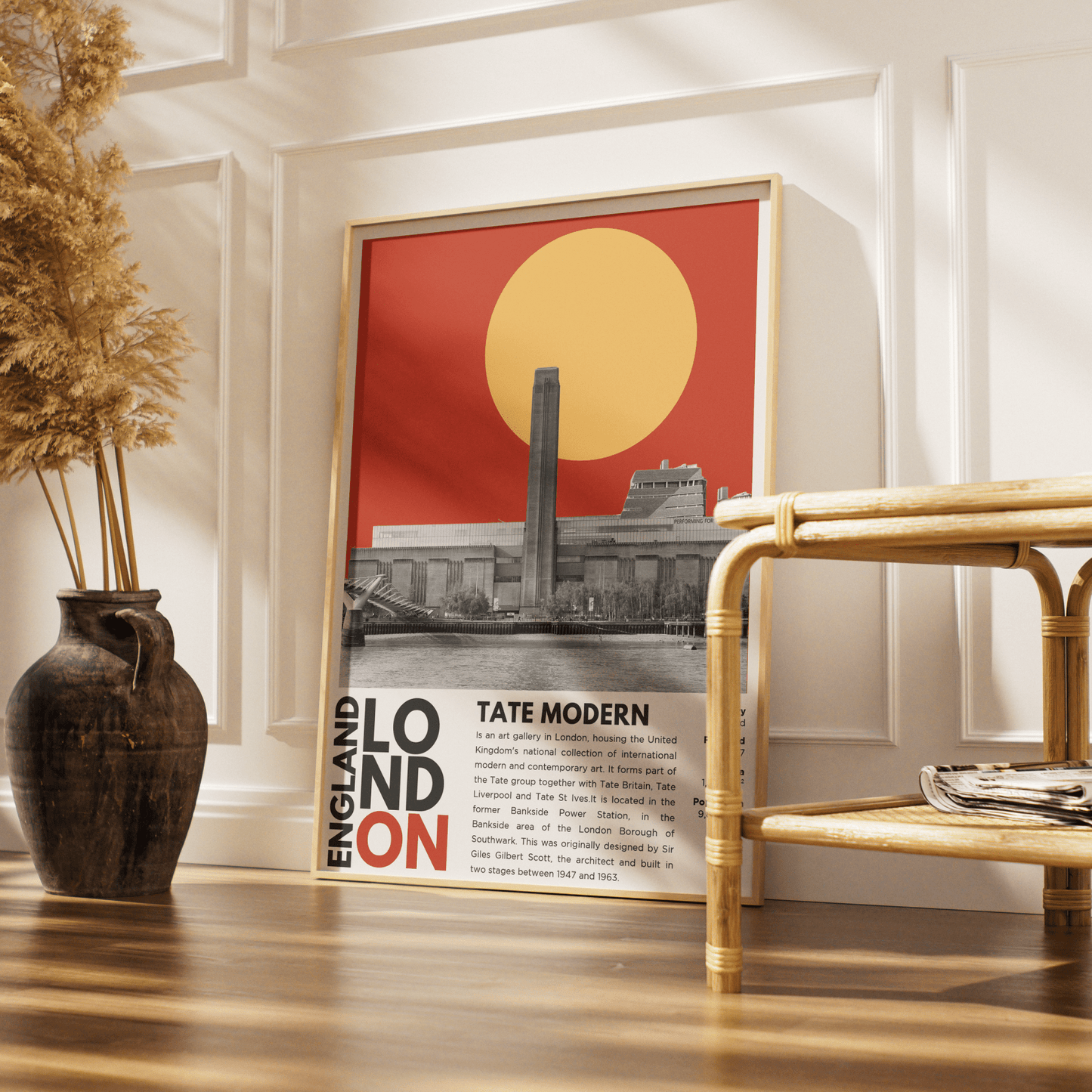 Tate Modern illustration poster — Herzog de Meuron Bankside Power Station South Bank Turbine Hall wall art print UK