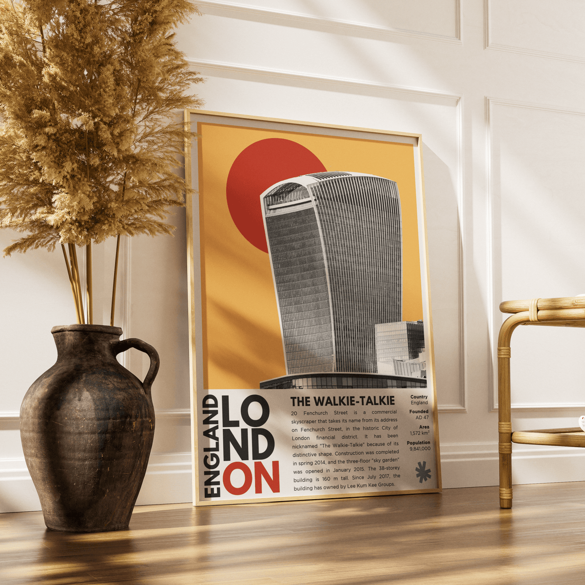 The Walkie-Talkie illustration poster — Rafael Viñoly 20 Fenchurch Street City Skygarden London wall art print UK