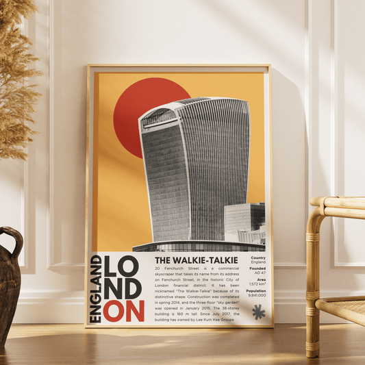 The Walkie-Talkie illustration poster — Rafael Viñoly 20 Fenchurch Street City Skygarden London wall art print UK