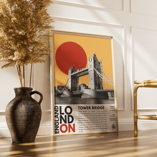 Tower Bridge illustration poster — Horace Jones Victorian bascule bridge Thames London landmark wall art print UK